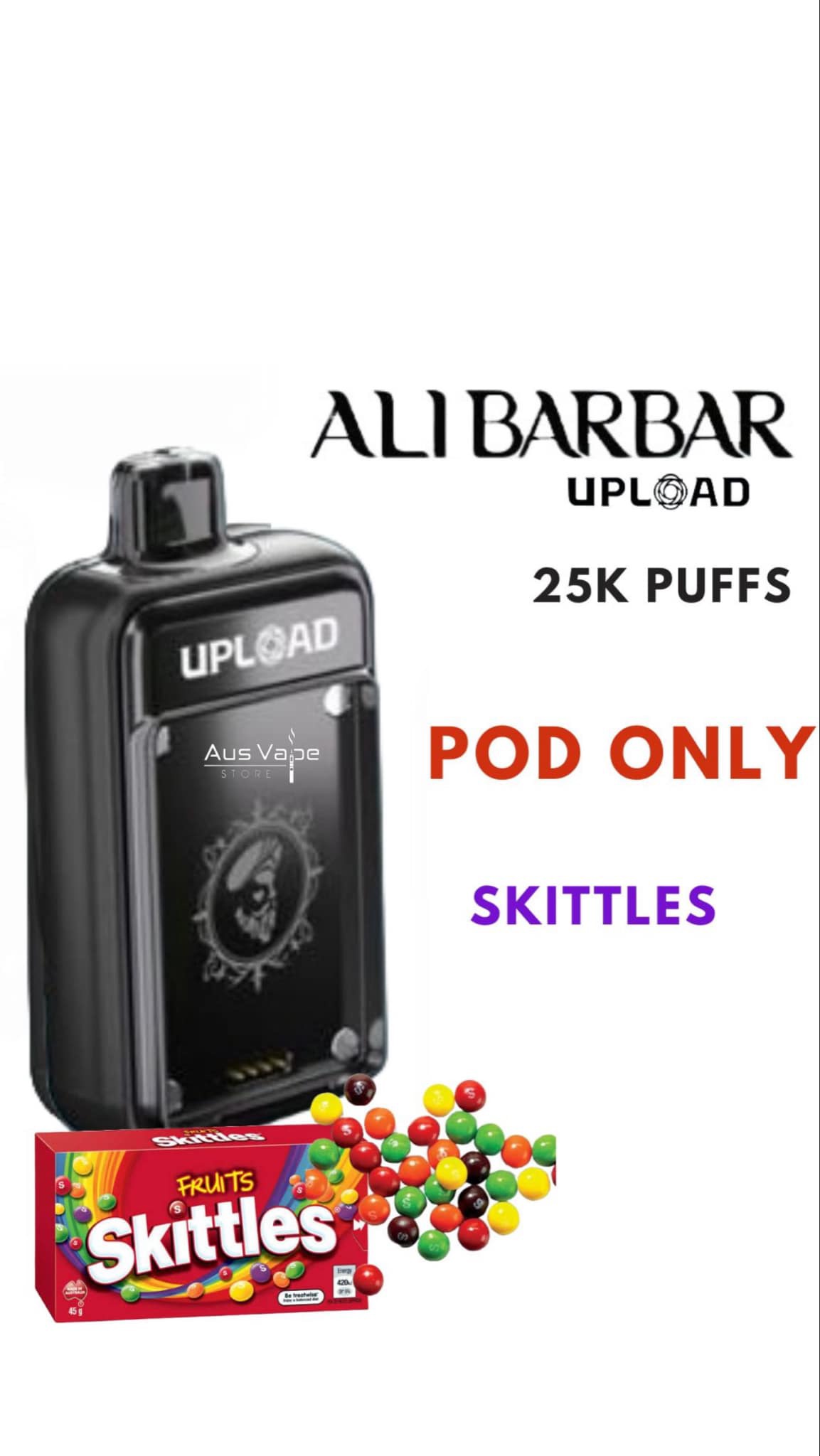 ALIBARBAR UPLOAD POD ONLY – SKITTLES– 25000 PUFFS