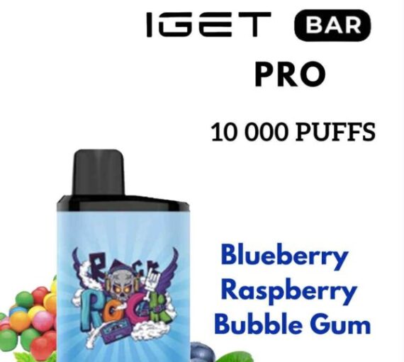 IGET BAR PRO – BLUEBERRY RASPBERRY BUBBLE GUM – 10 000 PUFFS